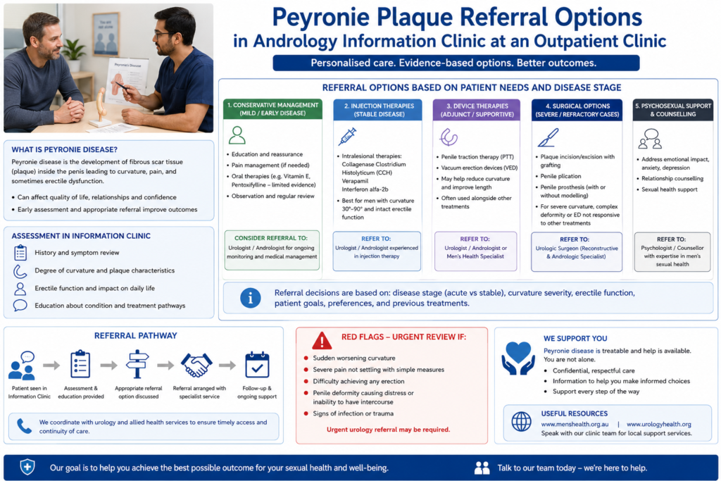 Peyronie Plaque Referral Options in Andrology Information Clinic at an Outpatient Clinic