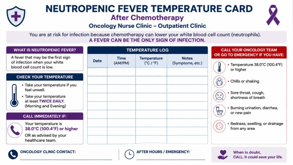 Neutropenic Fever Temperature Card After Chemotherapy in Oncology Nurse Clinic at an Outpatient Clinic