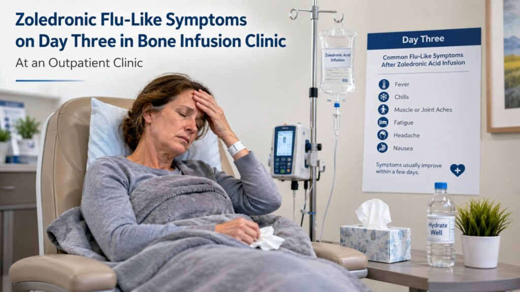 Zoledronic Flu-Like Symptoms on Day Three in Bone Infusion Clinic at an Outpatient Clinic