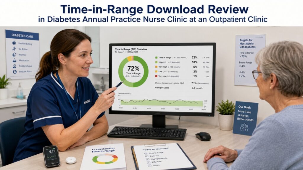 Time-in-Range Download Review in Diabetes Annual Practice Nurse Clinic at an Outpatient Clinic