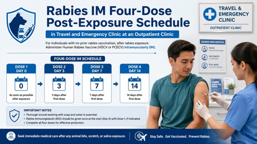 Rabies IM Four-Dose Post-Exposure Schedule in Travel and Emergency Clinic at an Outpatient Clinic