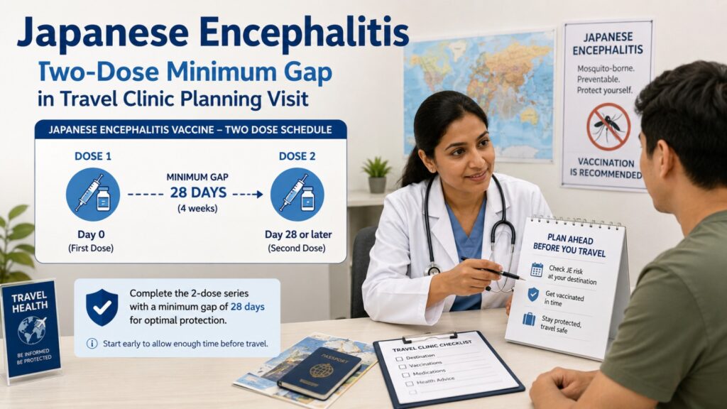 Japanese Encephalitis Two-Dose Minimum Gap in Travel Clinic Planning Visit at an Outpatient Clinic