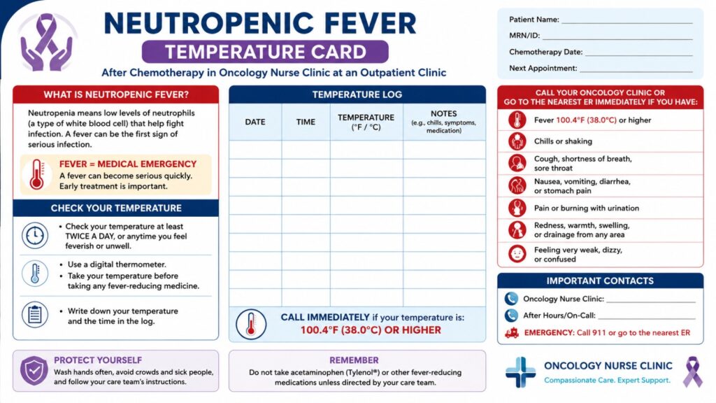 Neutropenic Fever Temperature Card After Chemotherapy in Oncology Nurse Clinic at an Outpatient Clinic