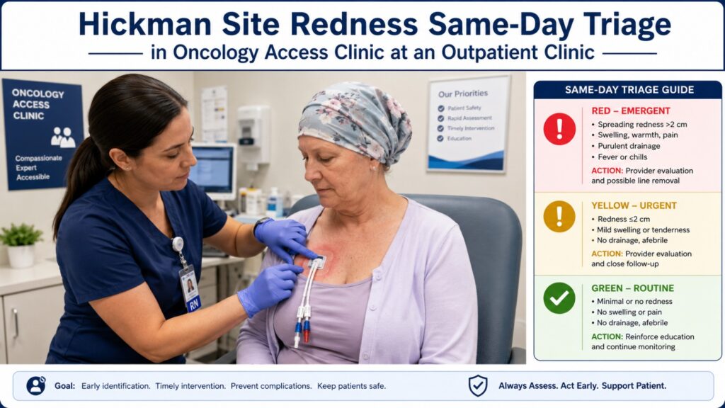 Hickman Site Redness Same-Day Triage in Oncology Access Clinic at an Outpatient Clinic